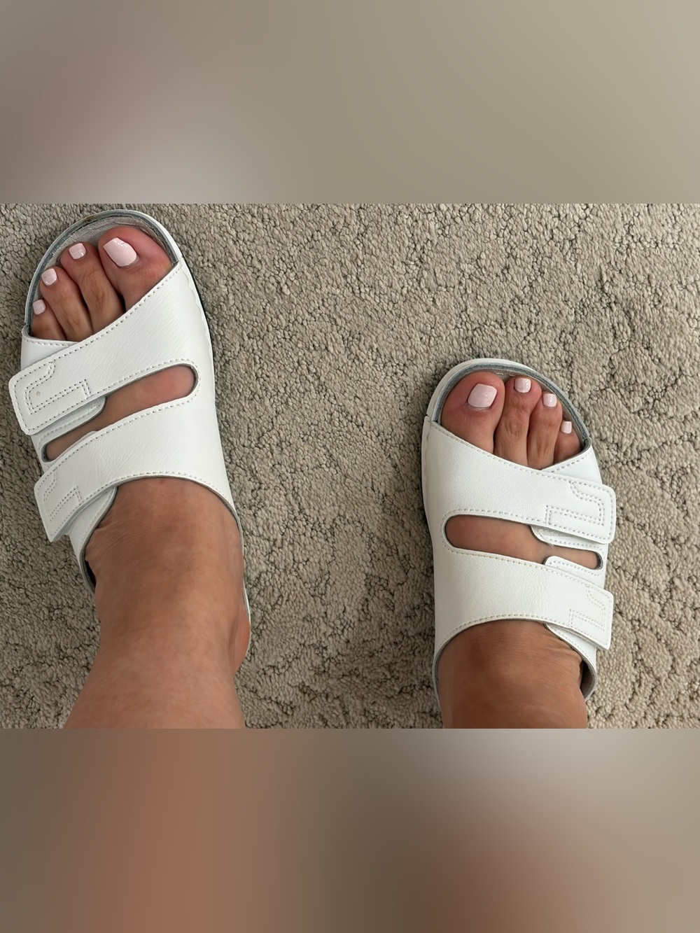 New Women's White Adjustable Slide Sandals — Classic Comfort